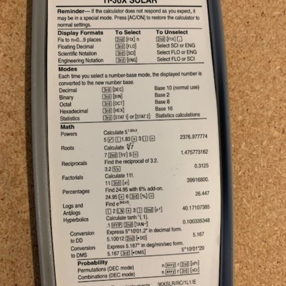 Texas Instruments Scientific Solar Calculator TI-36X - Picture 3 of 4